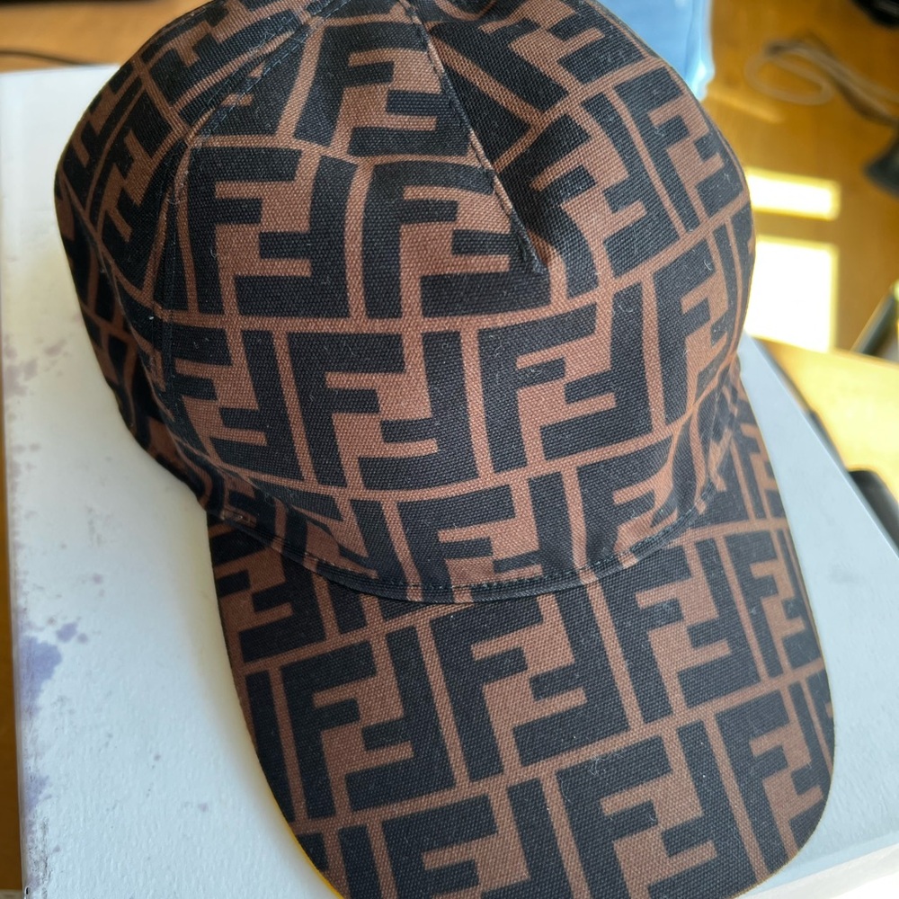 Fendi Brown and Black Logo Cap